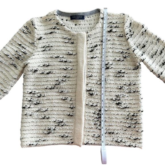 PIAZZA SEMPIONE Cardigan Sweater Lady Jacket Cream & Black Textured Knit Size 42 - Picture 7 of 8